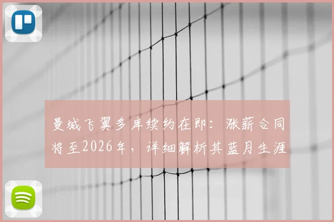 曼城飞翼多库续约在即:涨薪合同将至2026年,详细解析其蓝月生涯表现与新合同看点